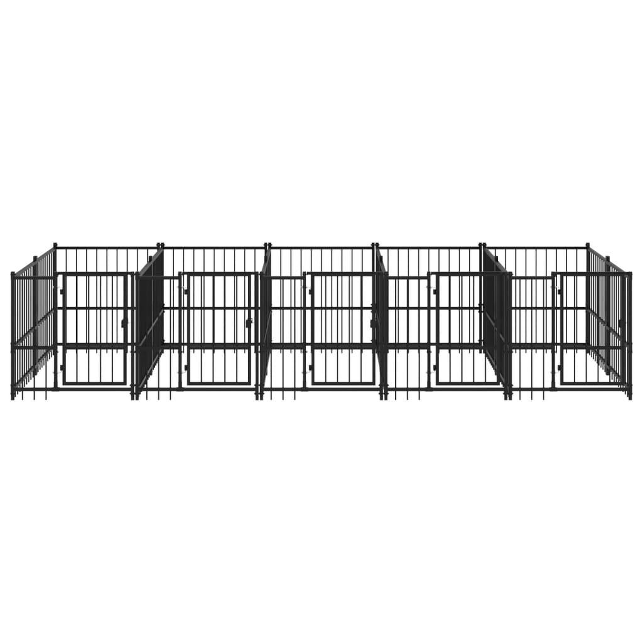 Voir la diapositive 3 : VIDAXL Chenil d'exterieur pour chiens Acier 9,38 m²