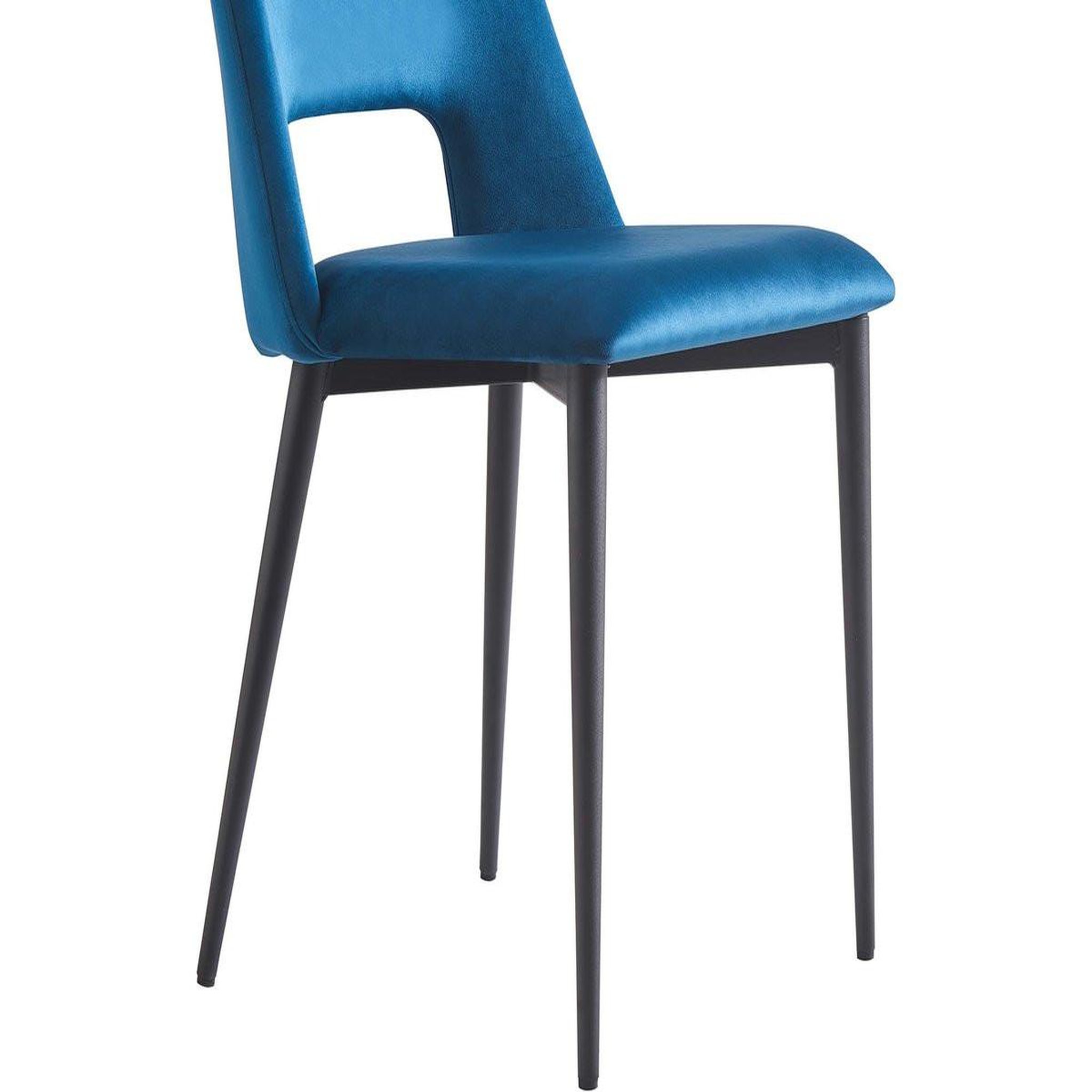 Voir la diapositive 5 : Habitat et Jardin Lot de 2 chaises en velours  fedora  - bleu foncé