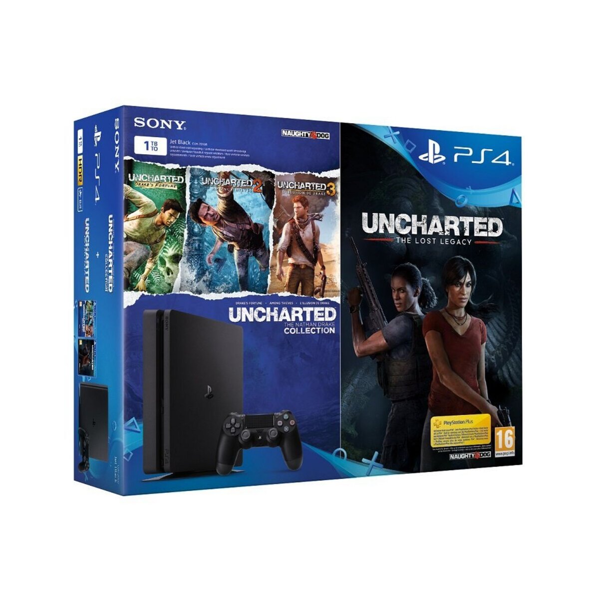 PlayStation 4 1TB Slim Console + Uncharted Lost Legacy + Uncharted : The Nathan Drake Collection 