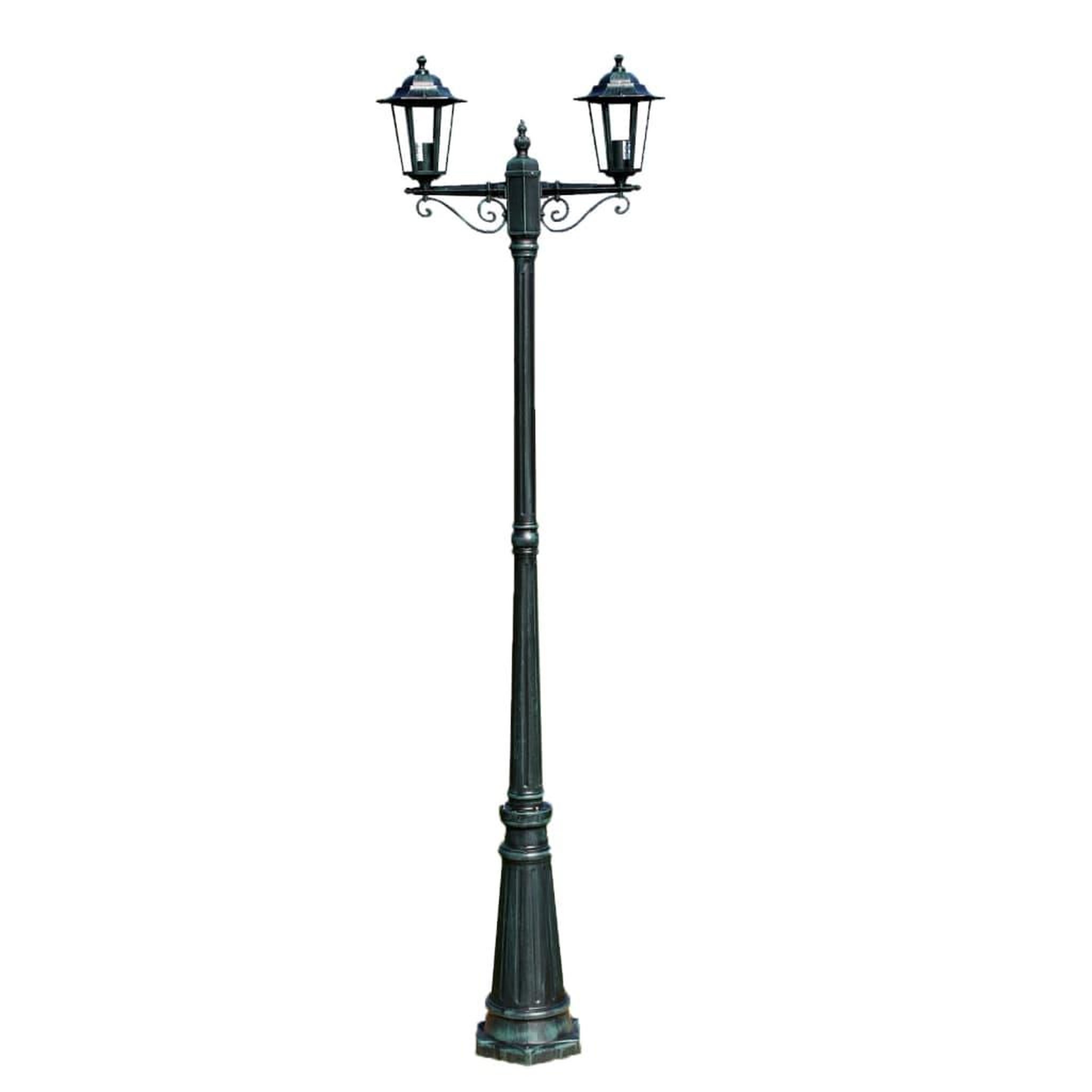 Voir la diapositive 2 : VIDAXL Lampadaire de jardin 2 bras 215 cm vert fonce/noir aluminium