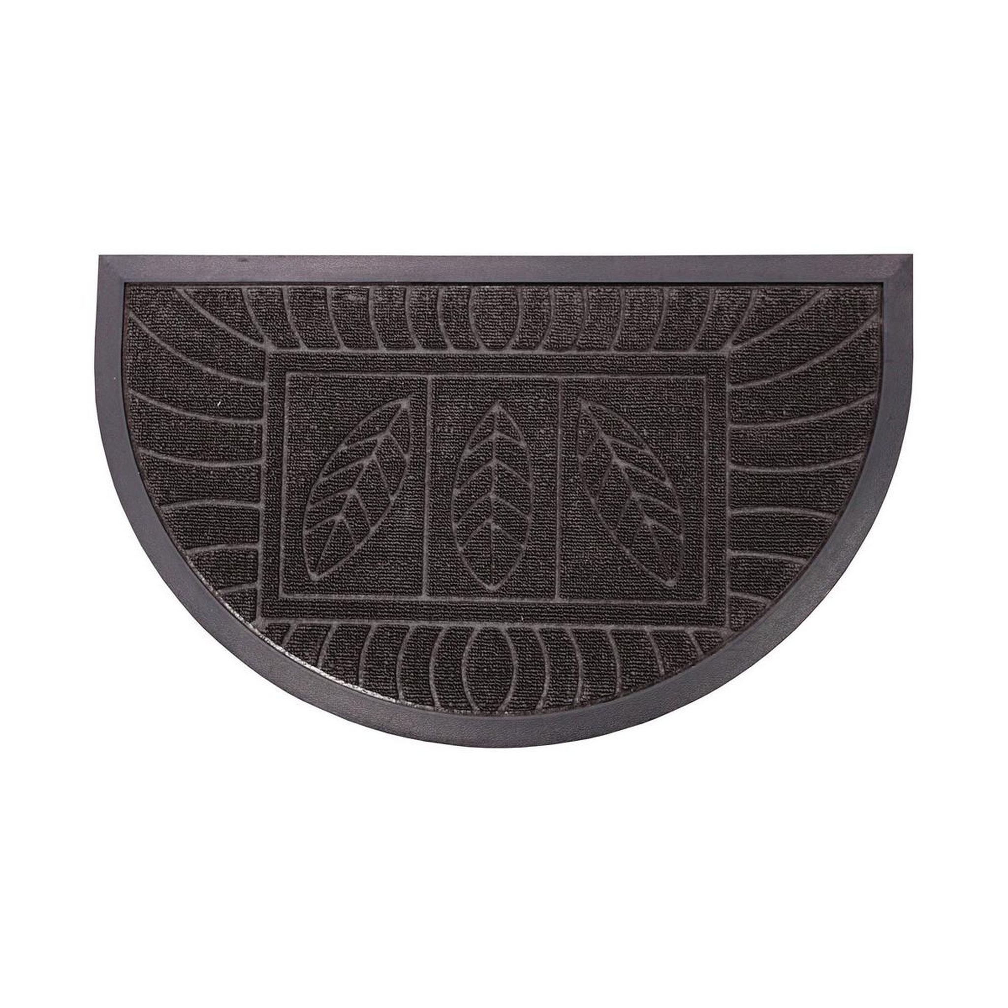 Douceur d'Intérieur Tapis d'Entrée Demi-Lune  Feuilles  45x75cm Noir