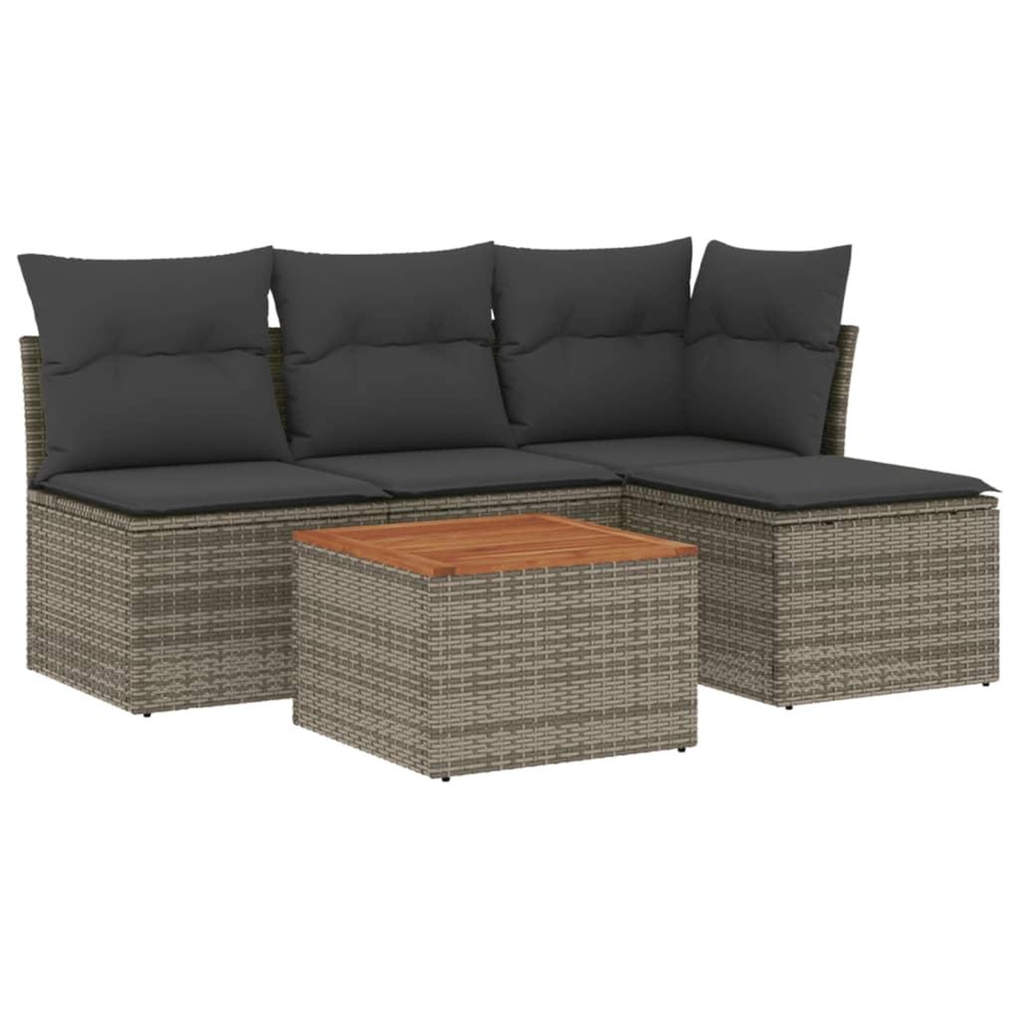 Voir la diapositive 2 : VIDAXL Salon de jardin 5 pcs avec coussins gris resine tressee