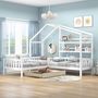 Voir la diapositive 2 : MERAX Lit cabane enfant 90x200(70x140)cm pin coloris blanc