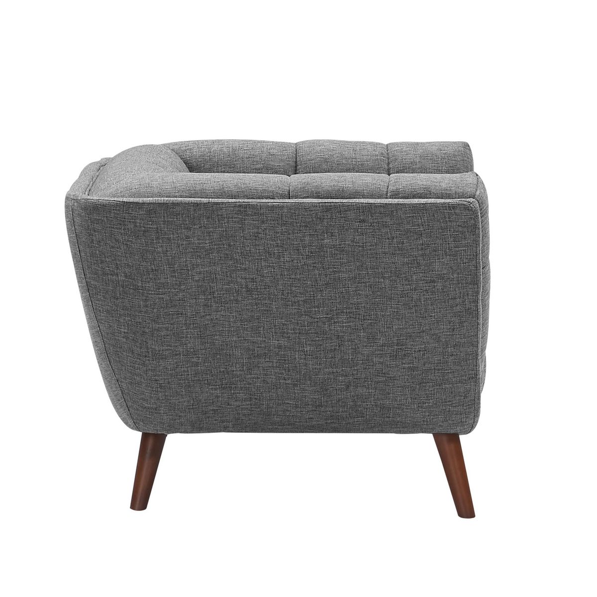 Rendez vous déco Fauteuil capitonné en tissu gris - Carmen