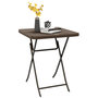 Voir la diapositive 1 : OUTSUNNY Table de jardin pliante table de camping pliable dim. 60L x 60l x 71H cm acier époxy HDPE aspect rotin tressé marron