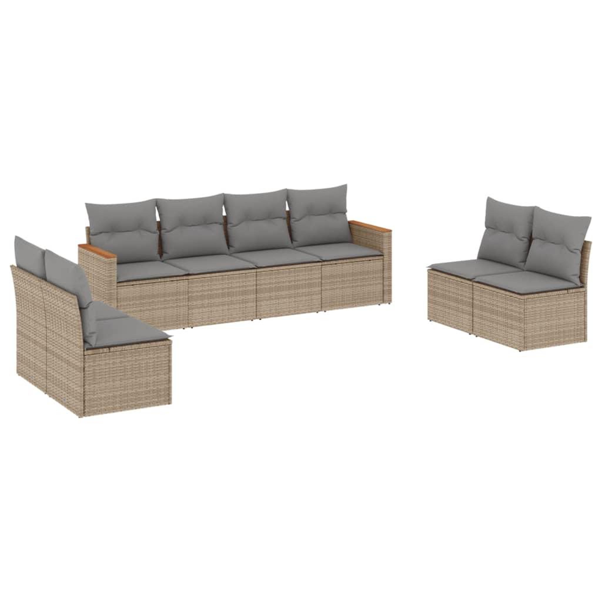 Voir la diapositive 2 : VIDAXL Salon de jardin avec coussins 8pcs melange beige resine tressee