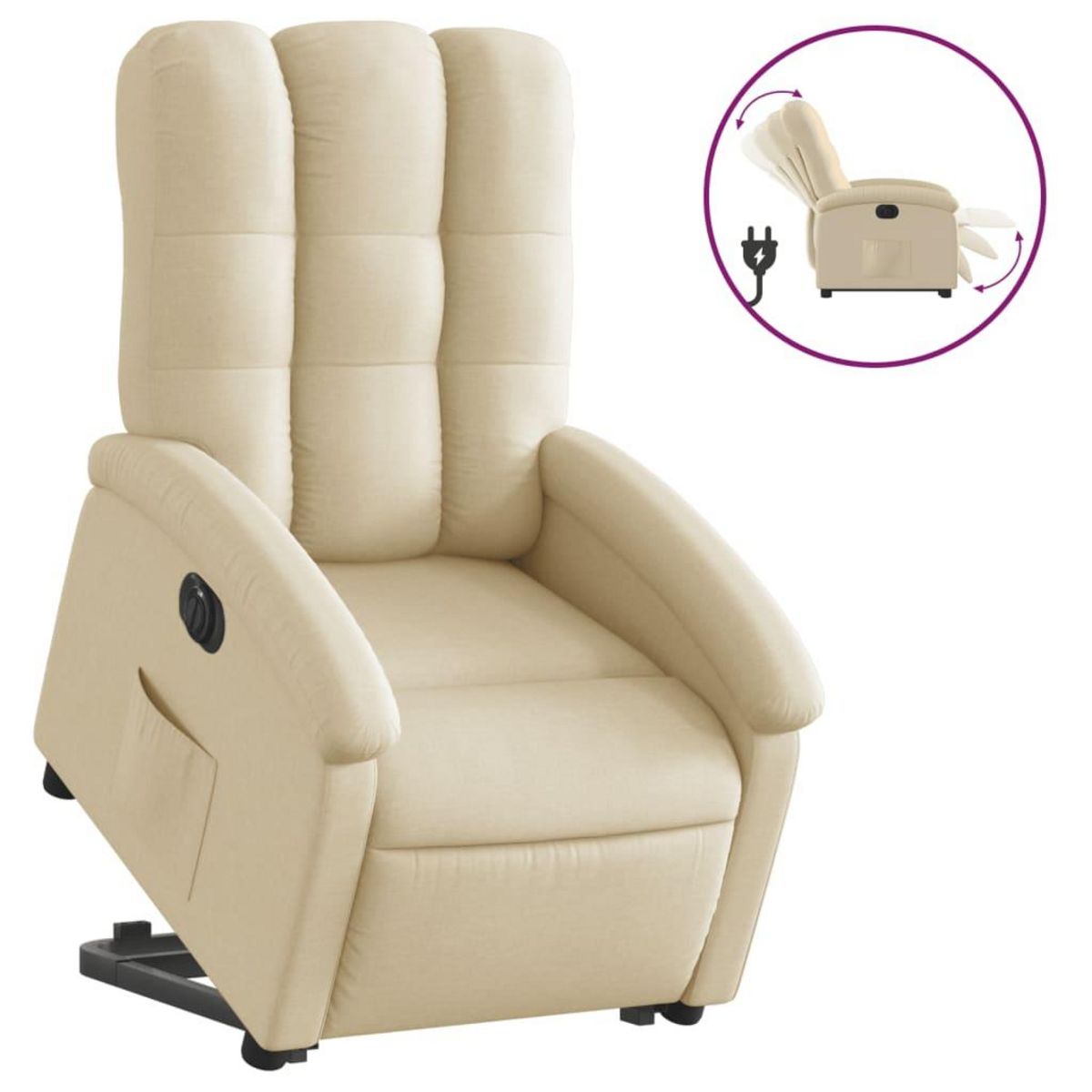 VIDAXL Fauteuil inclinable electrique creme tissu