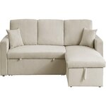 Habitat et Jardin Canapé d'angle convertible en velours côtelé  Alain  - 3 places - Beige