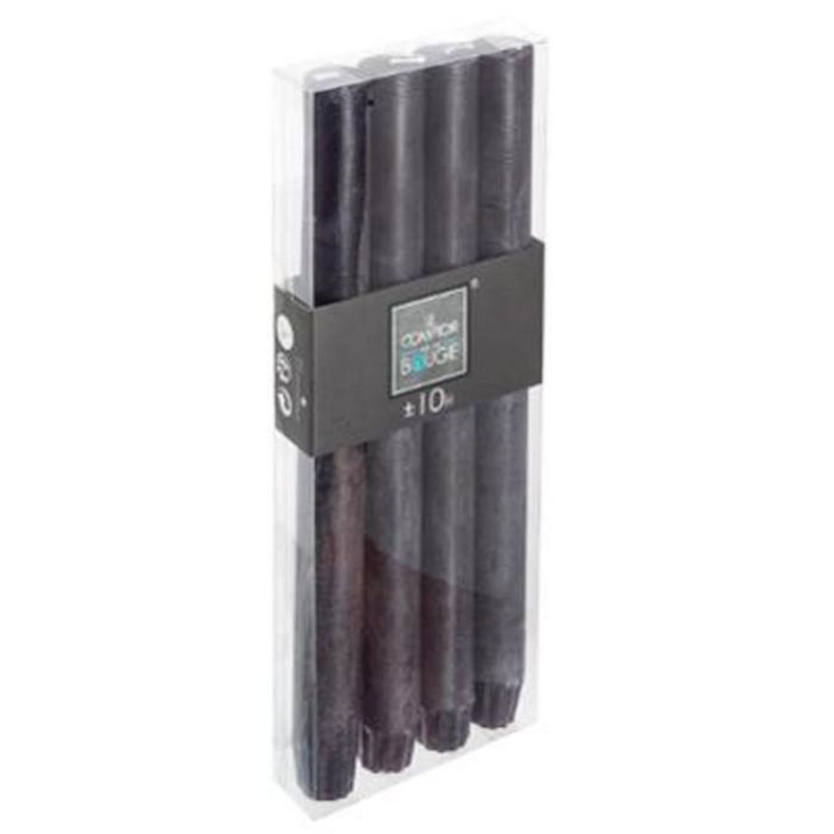 COMPTOIR DE LA BOUGIE Lot de 4 Bougies Bâton  Rustic  24cm Noir