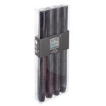 COMPTOIR DE LA BOUGIE Lot de 4 Bougies Bâton  Rustic  24cm Noir