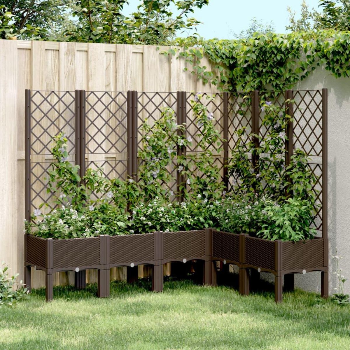 VIDAXL Jardiniere avec treillis marron 160x120x142 cm PP