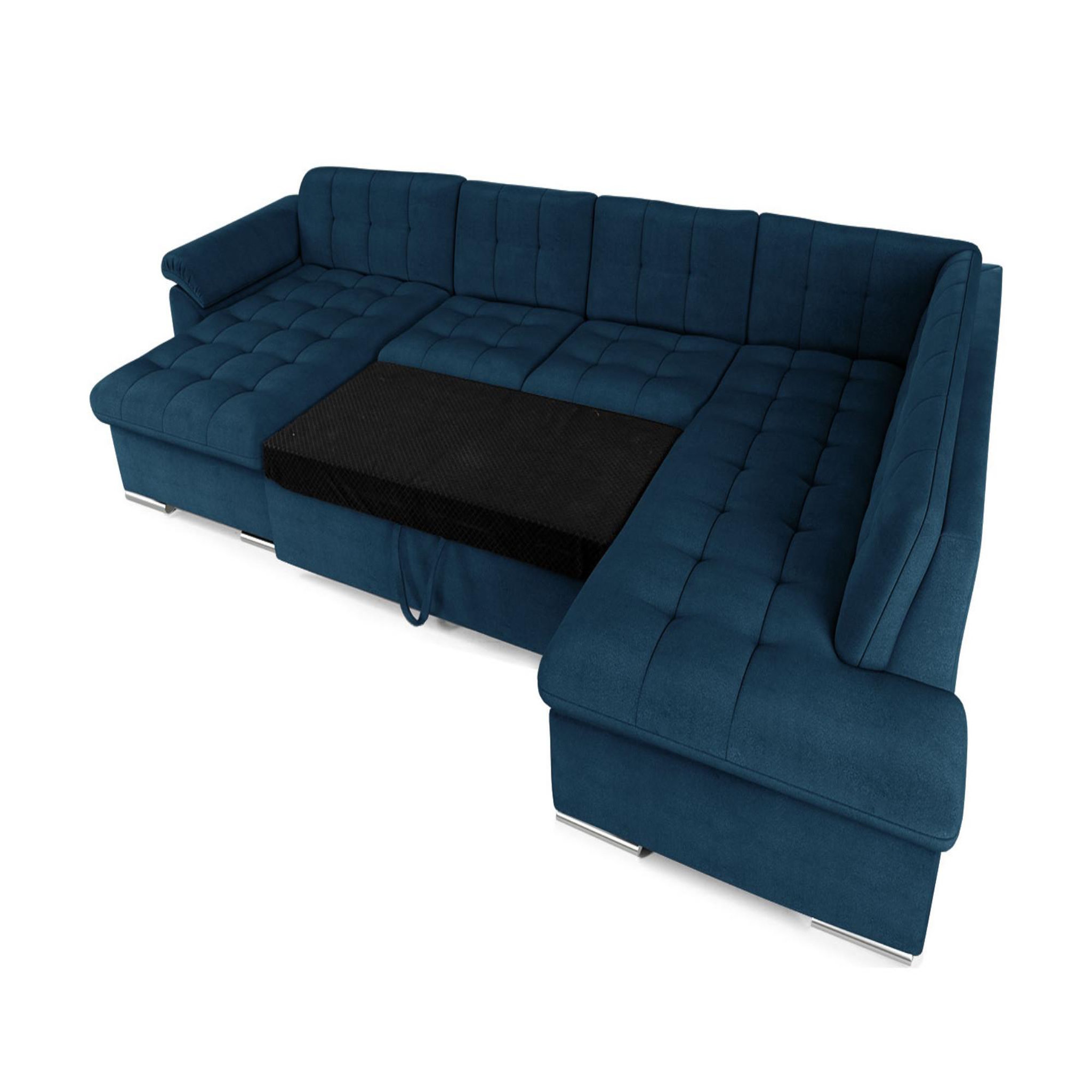 Voir la diapositive 2 : BEST MOBILIER Chuck - canapé panoramique xxl - convertible avec coffre - 7 places - droit