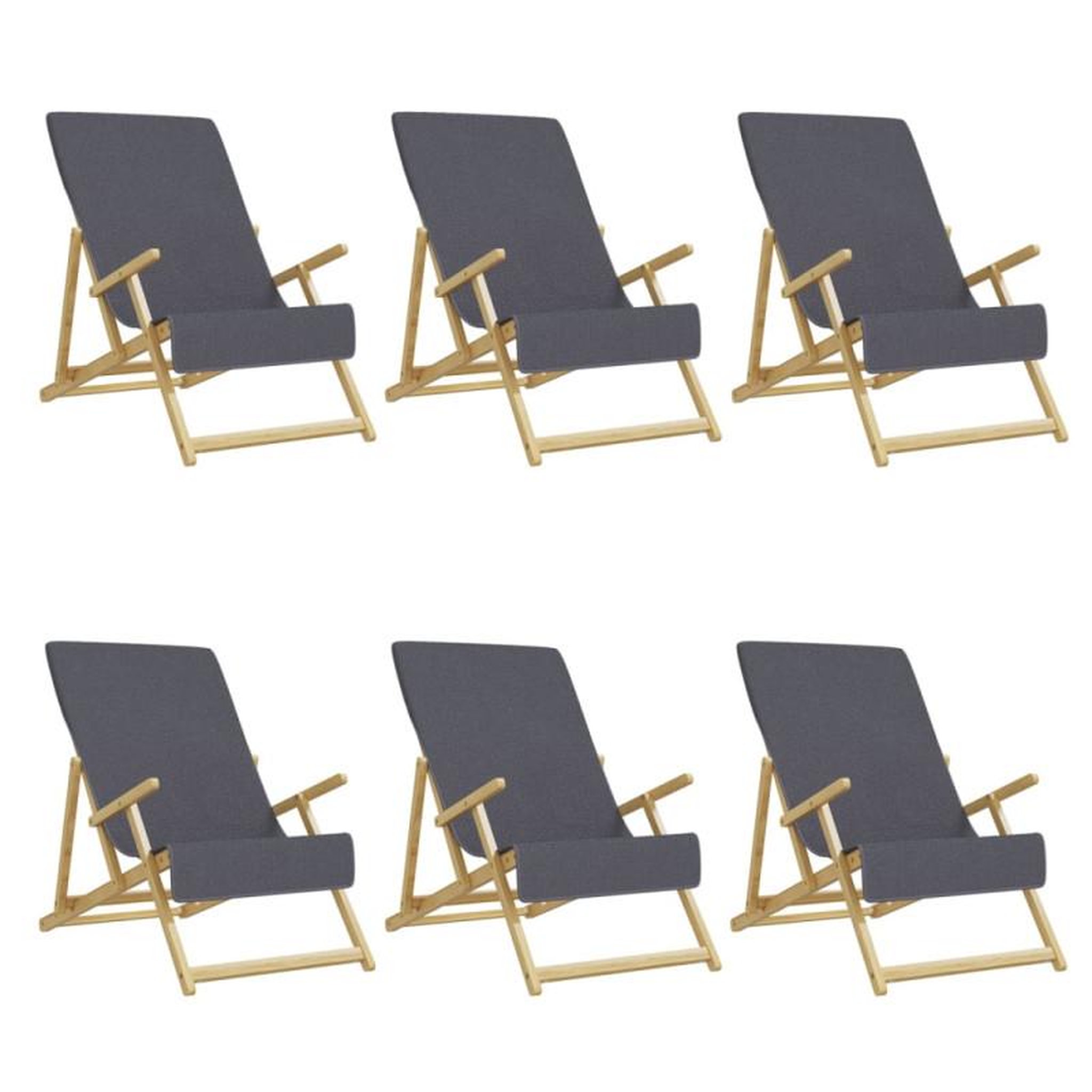 Voir la diapositive 2 : VIDAXL Serviettes de plage 6 pcs anthracite 60x135 cm tissu 400 GSM