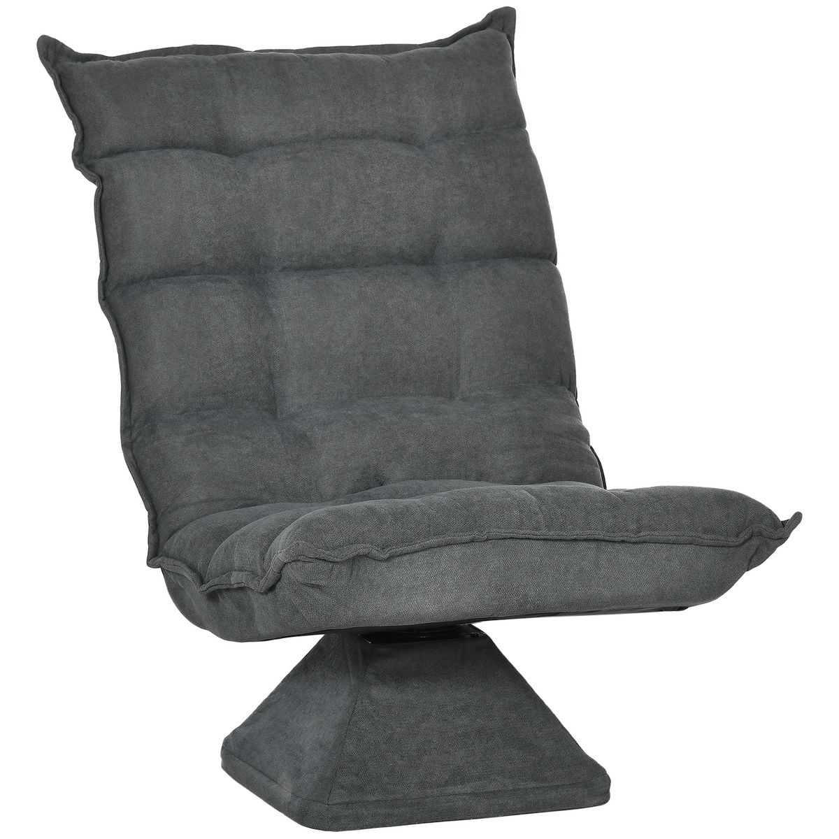 HOMCOM Fauteuil relax grand confort pivotant inclinaison réglable 5 niv. épais garnissage mousse haute densité tissu velours microfibre gris