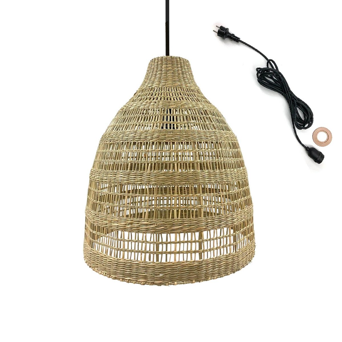 Lumisky Suspension d'extérieur FREYA LONG Bois Herbe marine D49 cm