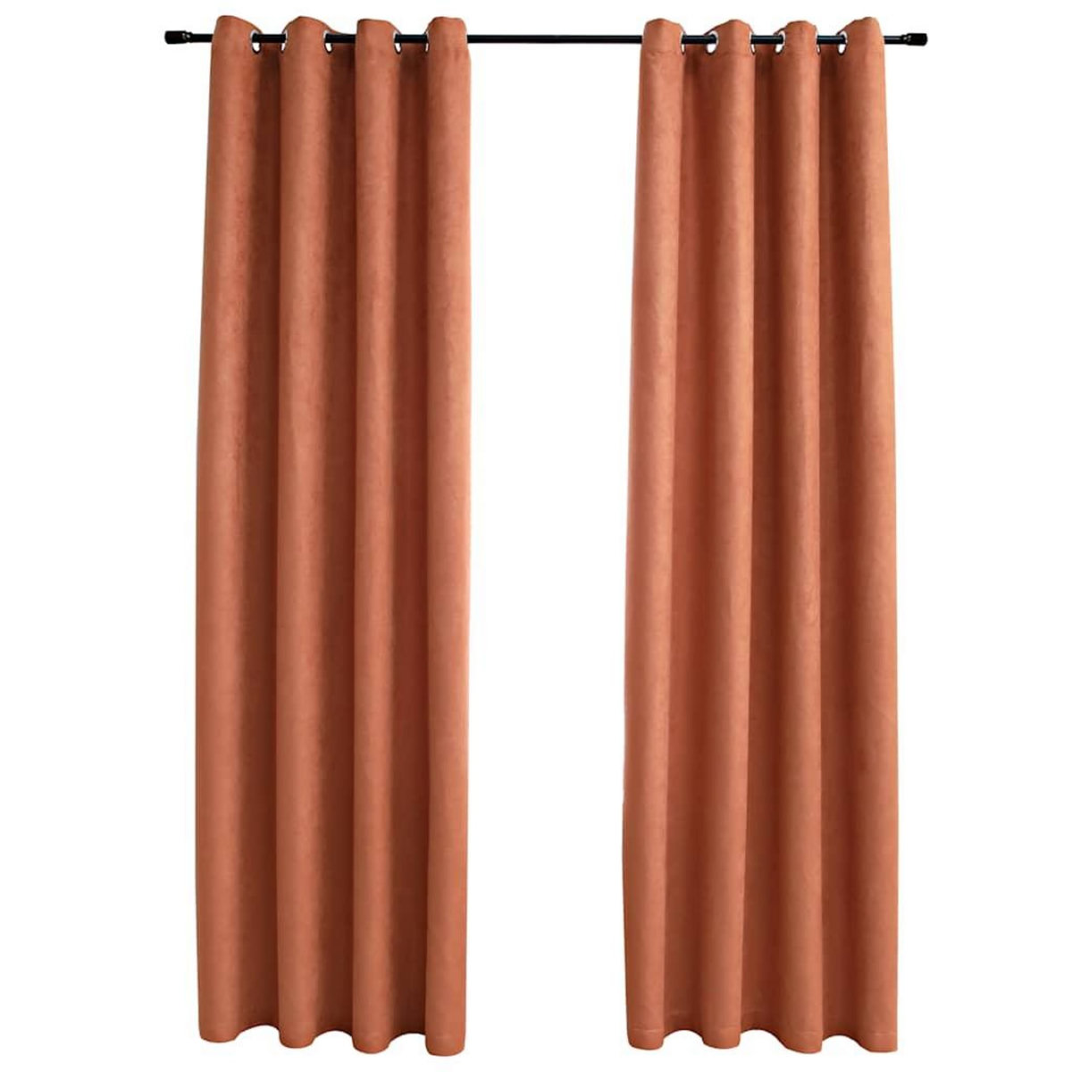VIDAXL Rideaux occultants et anneaux en metal 2 pcs Rouille 140x175 cm