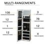 Voir la diapositive 6 : HOMCOM HOMCOM Armoire à bijoux avec miroir sur pied multi-rangements éclairage LED blanc dim. 38L x 38l x H157 cm