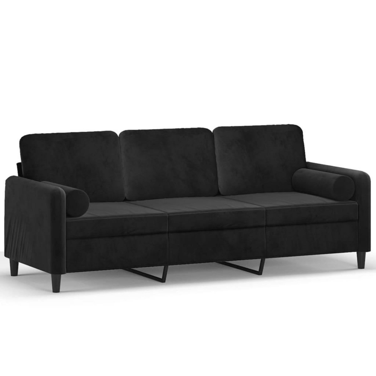 VIDAXL Canape 3 places avec oreillers decoratifs noir 180 cm velours