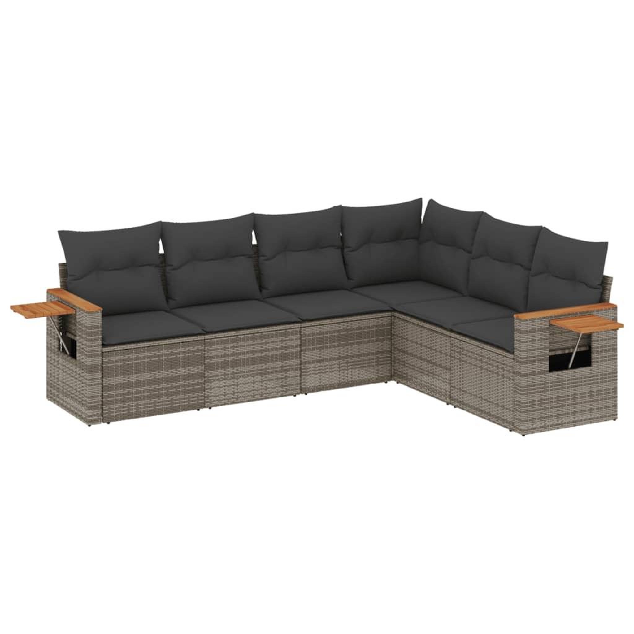 Voir la diapositive 2 : VIDAXL Salon de jardin 6 pcs avec coussins gris resine tressee
