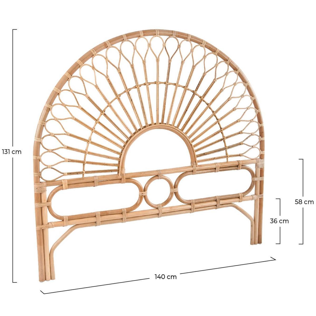 Rendez vous déco Tête de lit 140 cm en rotin - Bahia