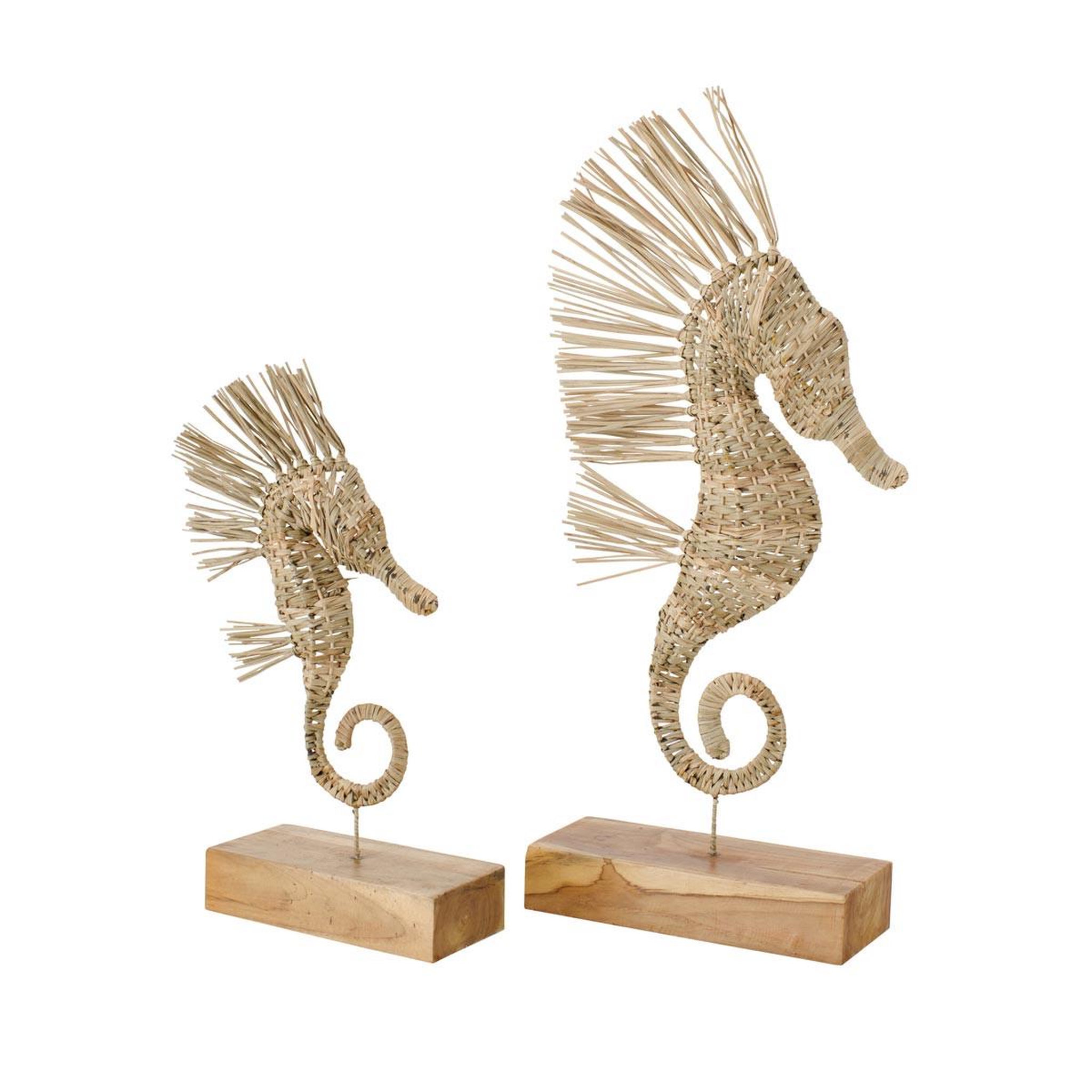 Voir la diapositive 3 : J-LINE Statue hippocampe herbe  nut  80cm naturel