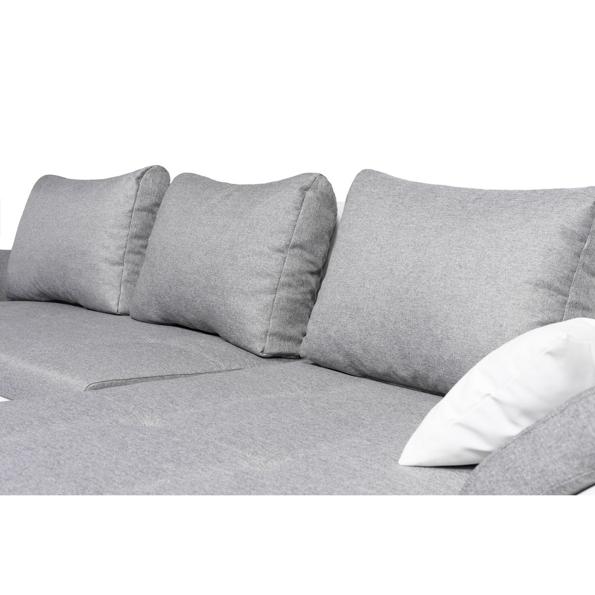 Canapé d'angle réversible convertible en Pu blanc et tissu gris ALIX