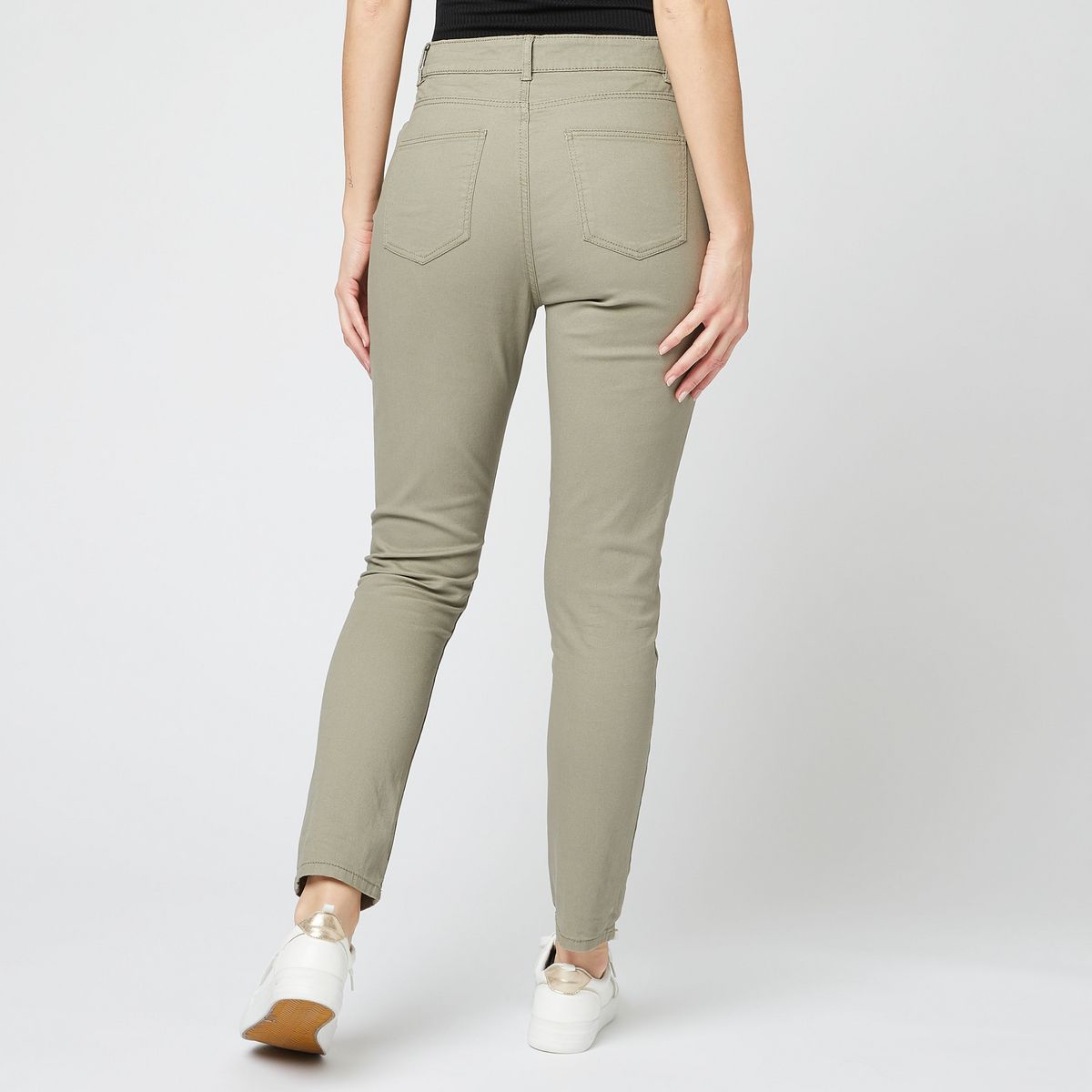 INEXTENSO Pantalon skinny vert kaki femme