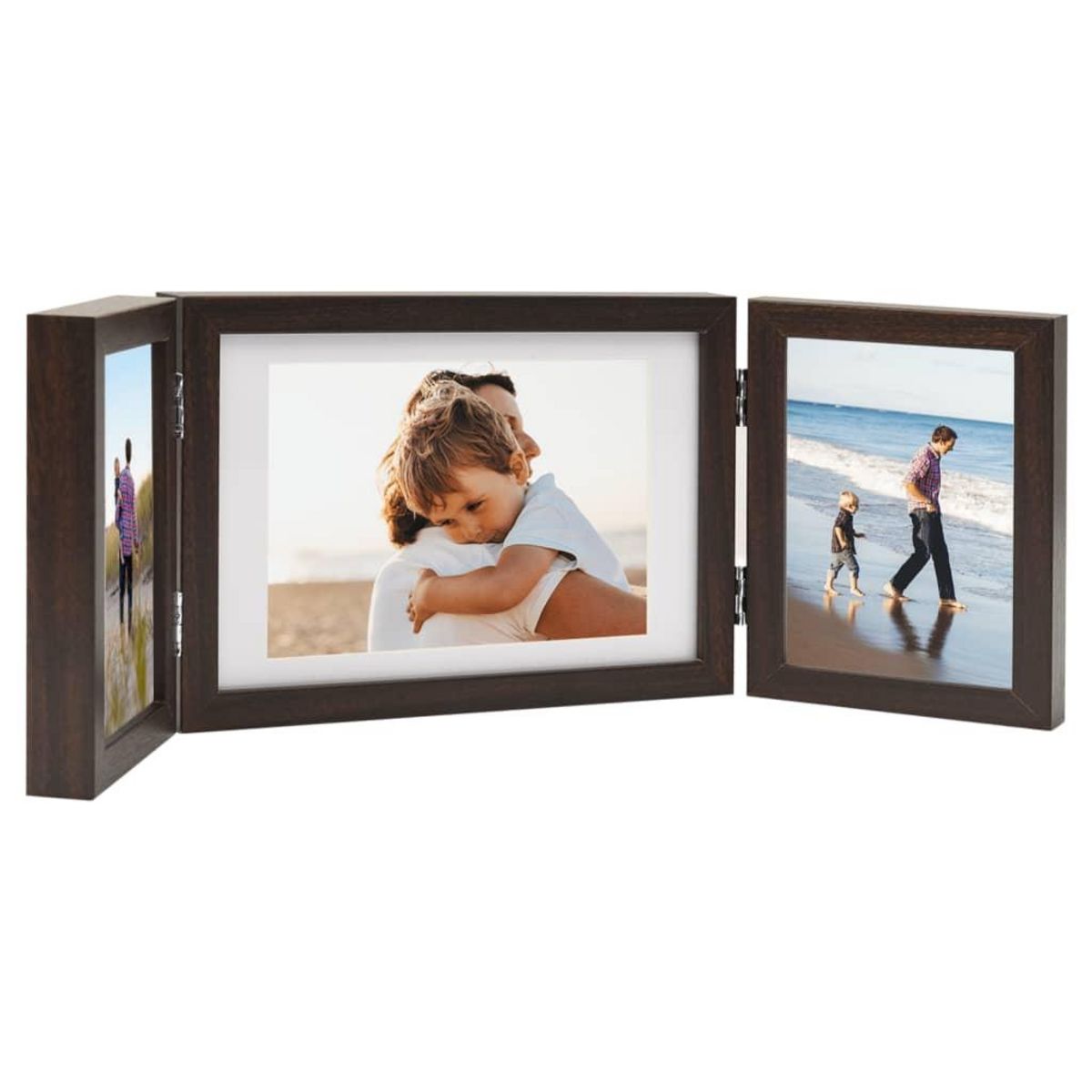 VIDAXL Cadre photo depliable Marron fonce 28x18 cm+2x(13x18 cm)
