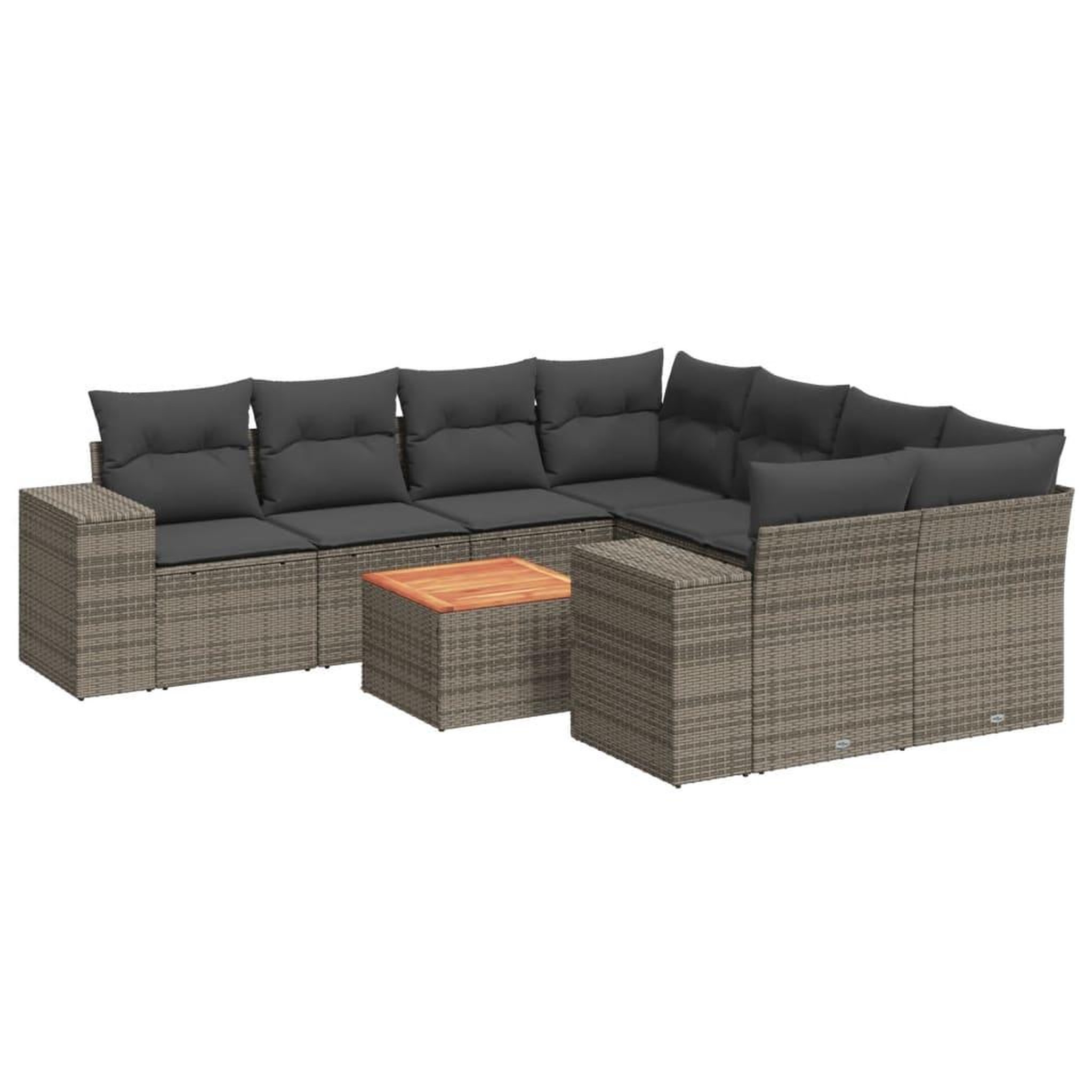 Voir la diapositive 2 : VIDAXL Salon de jardin 9 pcs avec coussins gris resine tressee