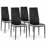 ID MARKET Lot de 4 chaises ROMANE noires bandeau blanc pour salle à manger