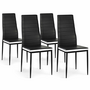 Voir la diapositive 1 : ID MARKET Lot de 4 chaises ROMANE noires bandeau blanc pour salle à manger
