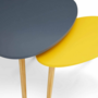 Voir la diapositive 5 : ID MARKET Lot de 2 tables basses gigognes GAIA laquées gris jaune scandinave