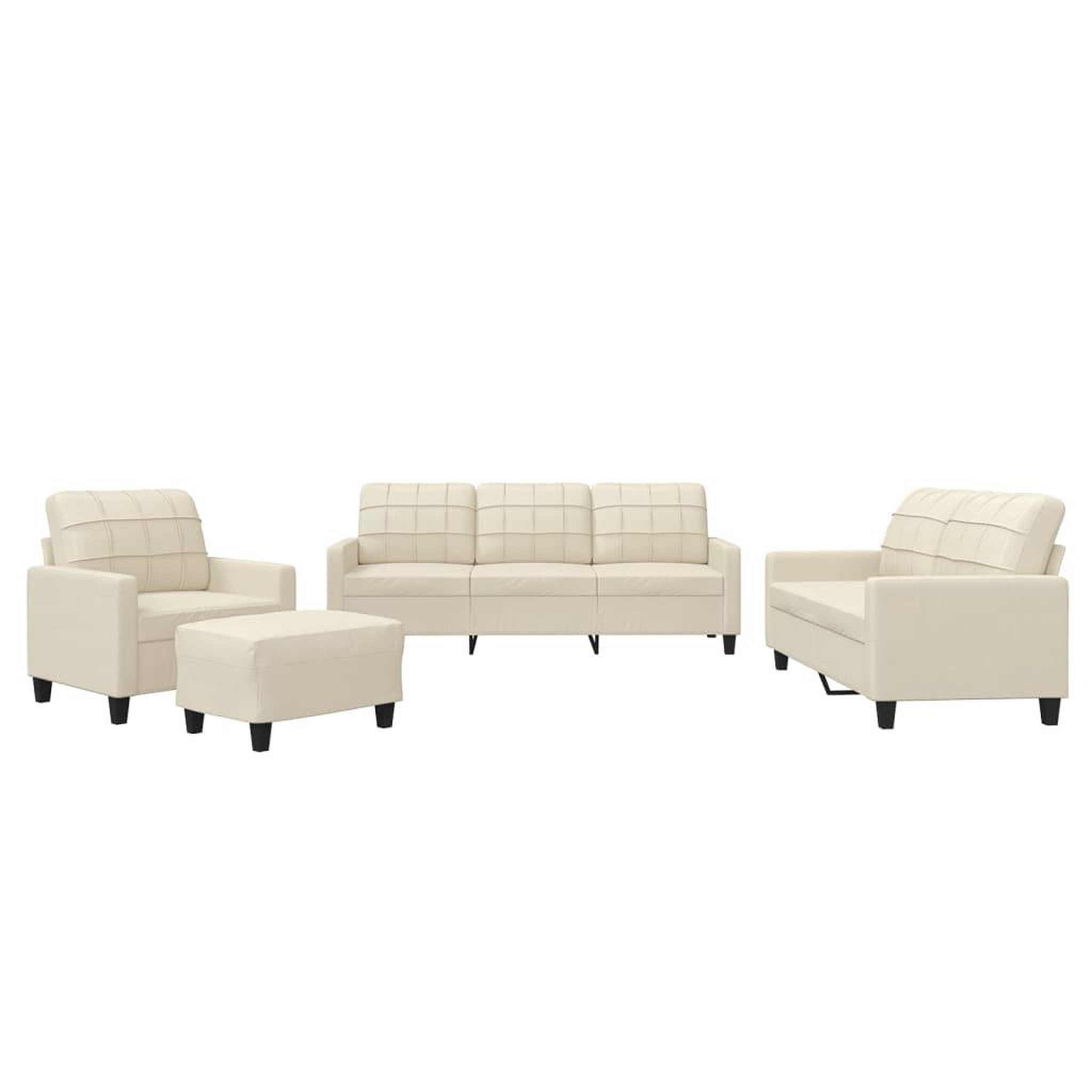 Voir la diapositive 2 : VIDAXL Ensemble de canapes 4 pcs avec coussins Creme Similicuir