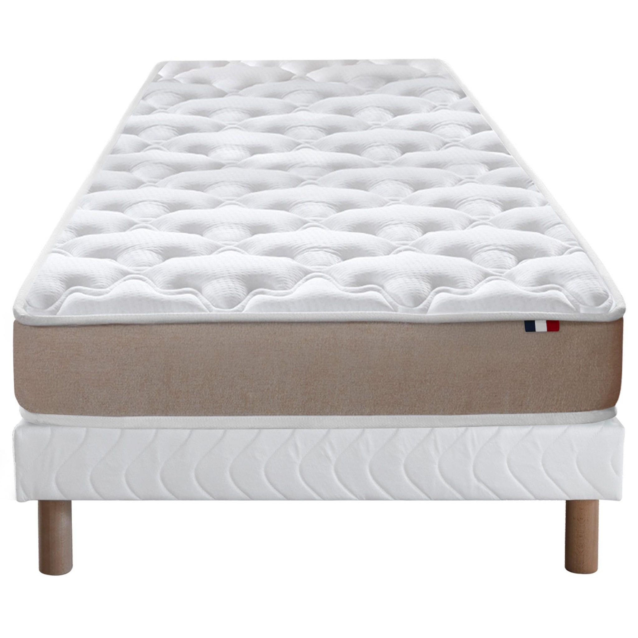 Voir la diapositive 2 : IDLITERIE Ensemble Matelas accueil Latex 3 zones INITIAL - Bi Confort Mousse & Latex + Sommier - Made in France