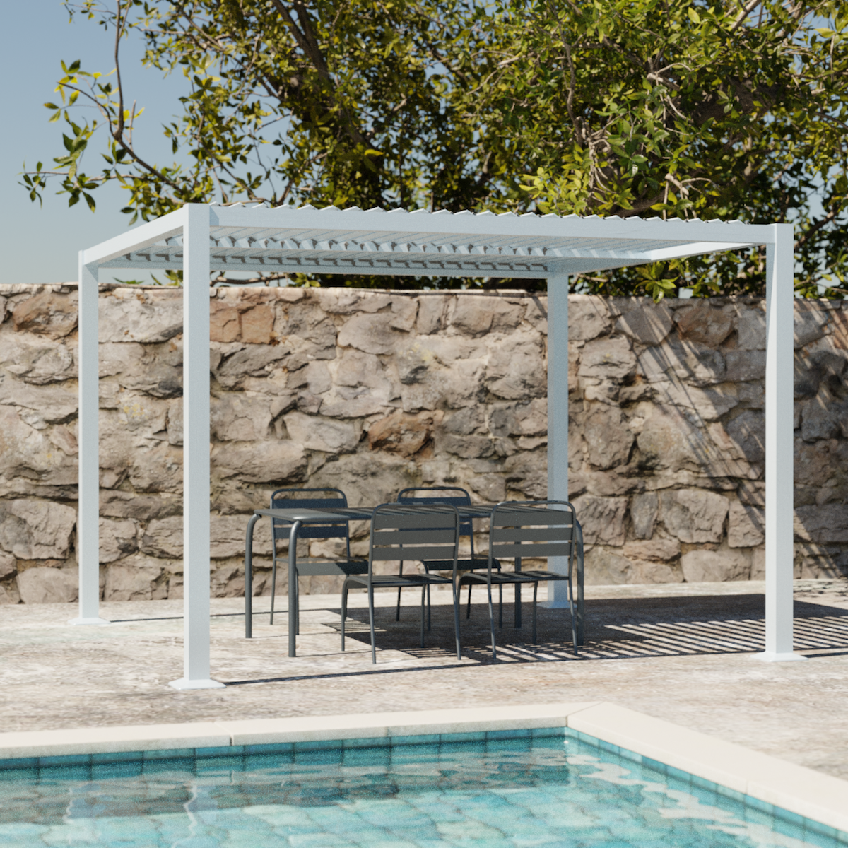 SWEEEK Pergola bioclimatique aluminium et acier lames orientables 3x3m Palace