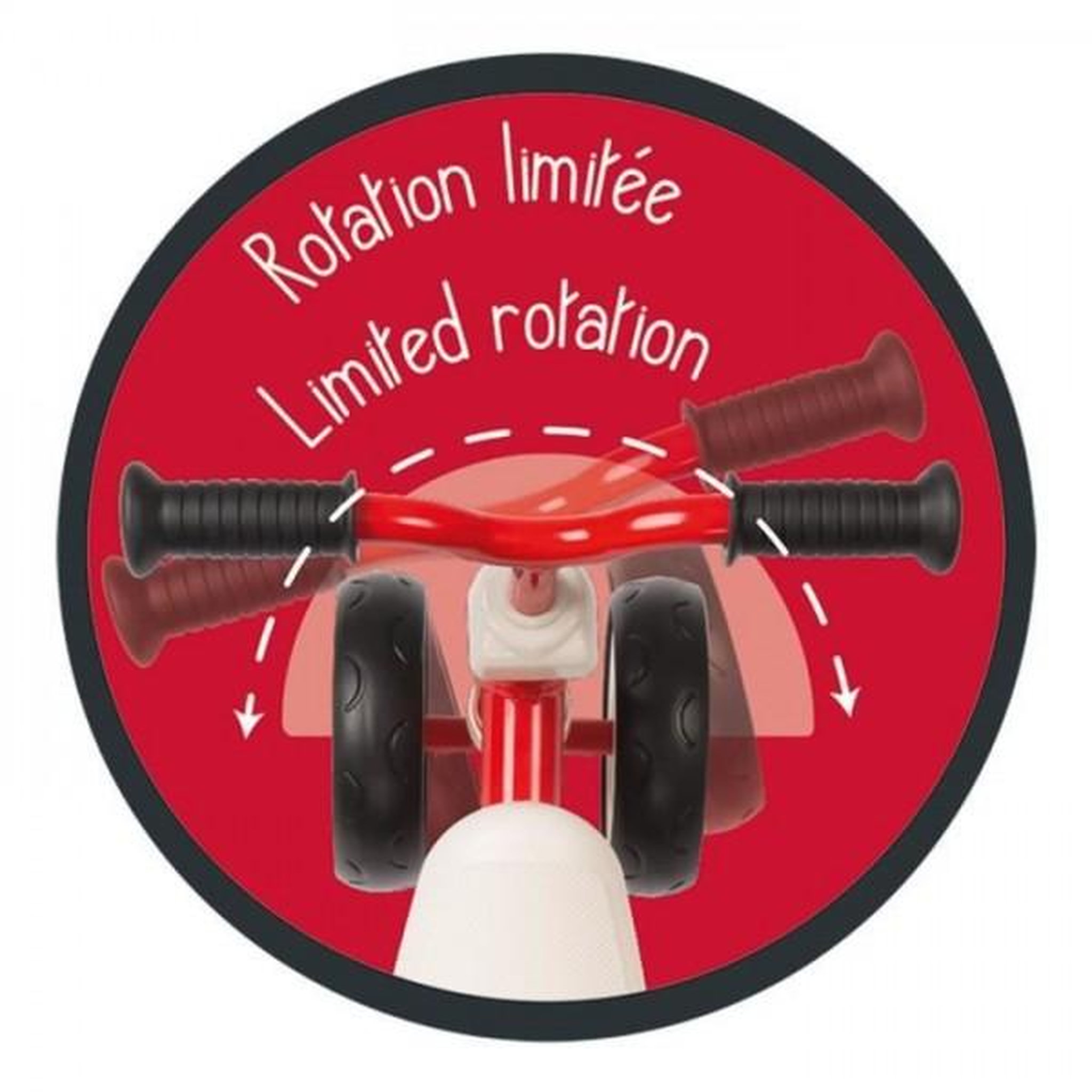 Voir la diapositive 4 : SMOBY Porteur Trotteur  Métal Rookie - Rouge - SMOBY - Pour Enfant des 12 mois - 4 roues silencieuses et poignée de transport