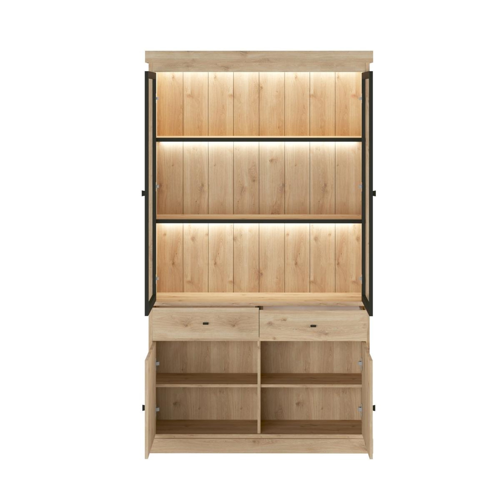Voir la diapositive 3 : JLC KREATION Vitrine moderne en bois 2 portes vitrées valentine