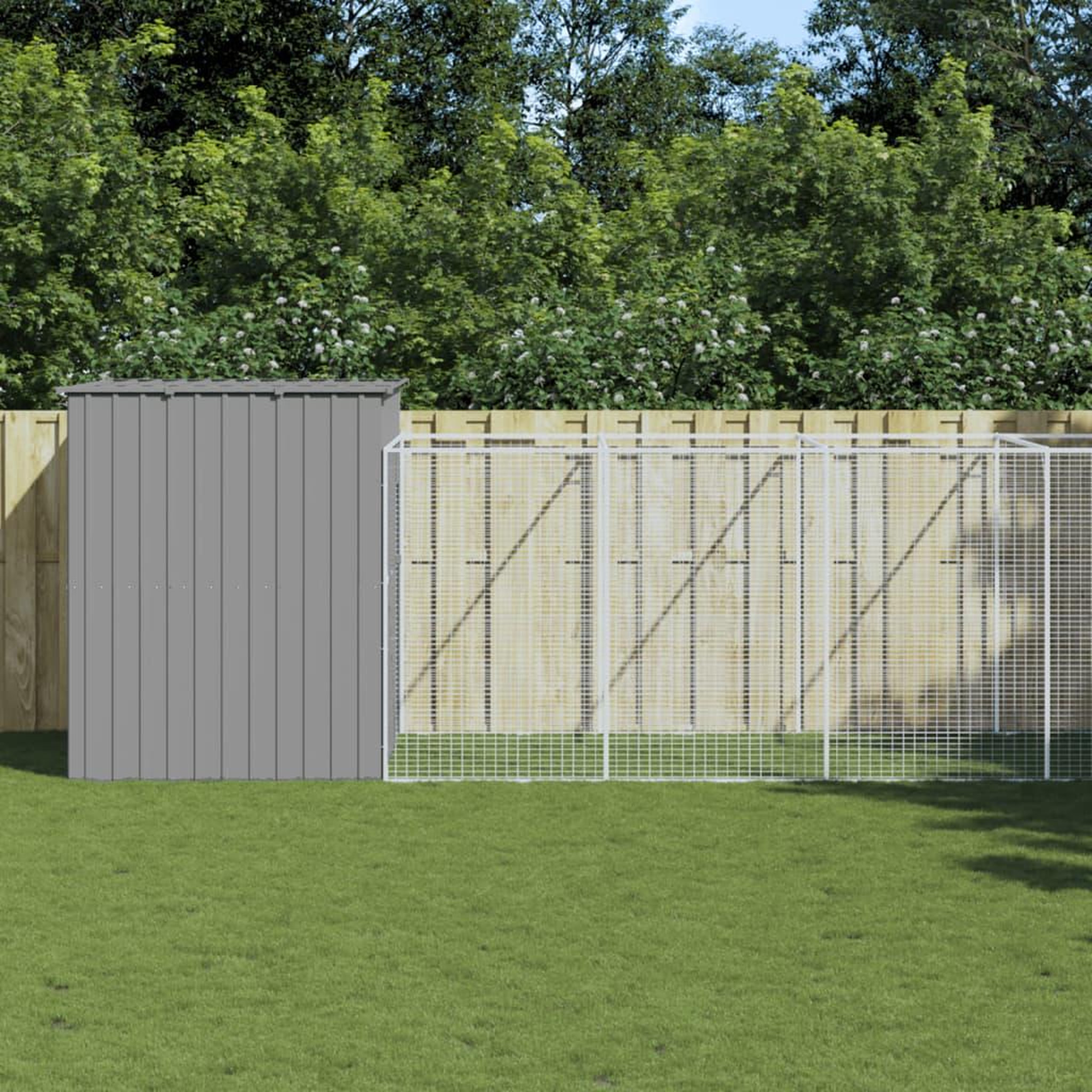 VIDAXL Niche pour chien avec cour gris clair 214x661x181 cm