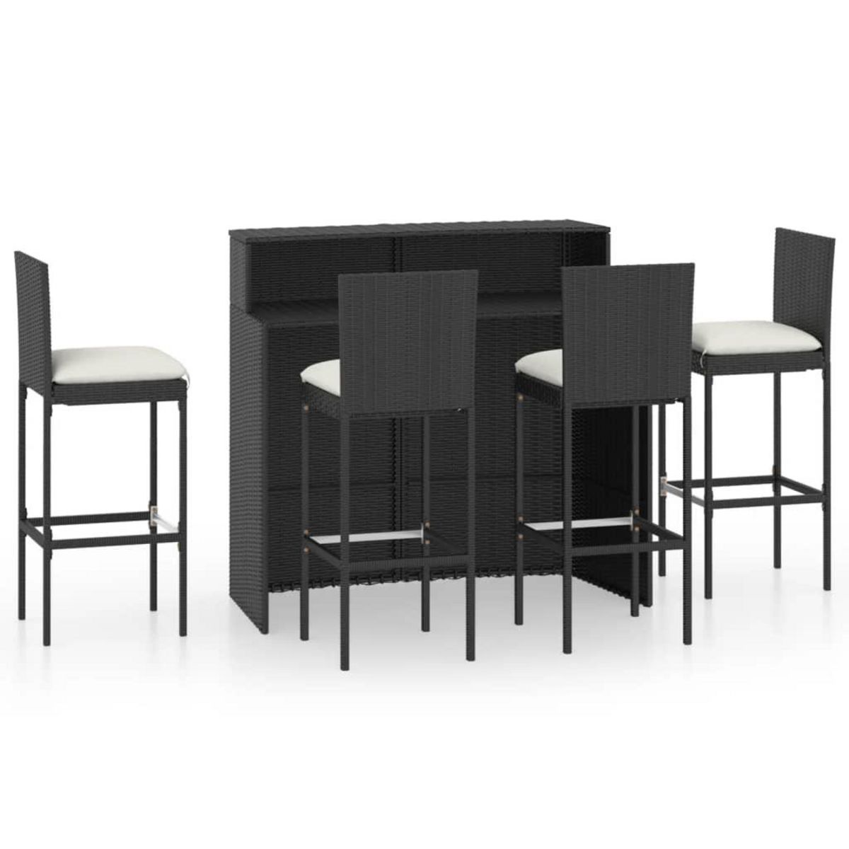 VIDAXL Ensemble de bar de jardin avec coussins 5 pcs Noir