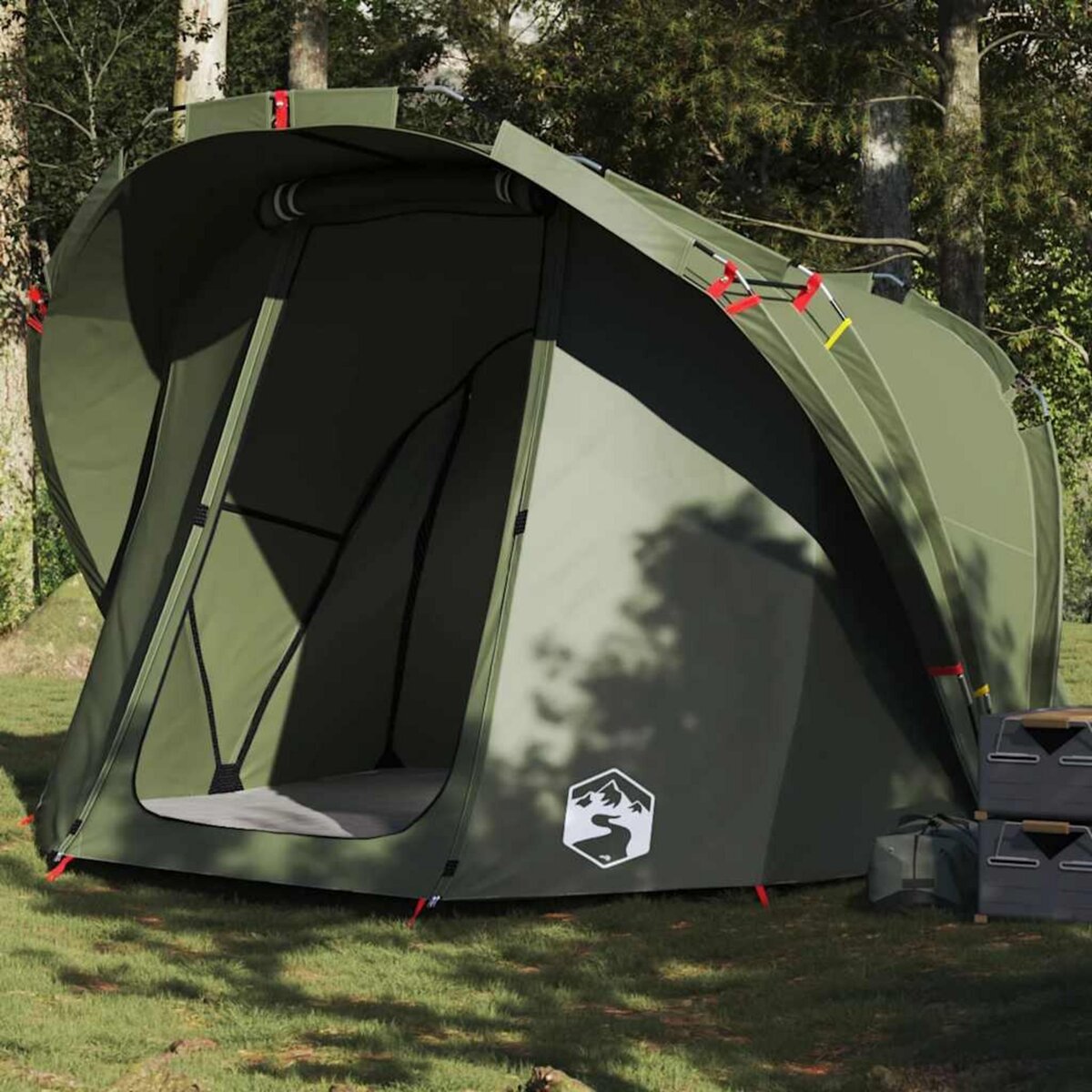 VIDAXL Tente de peche 4 personnes vert olive impermeable