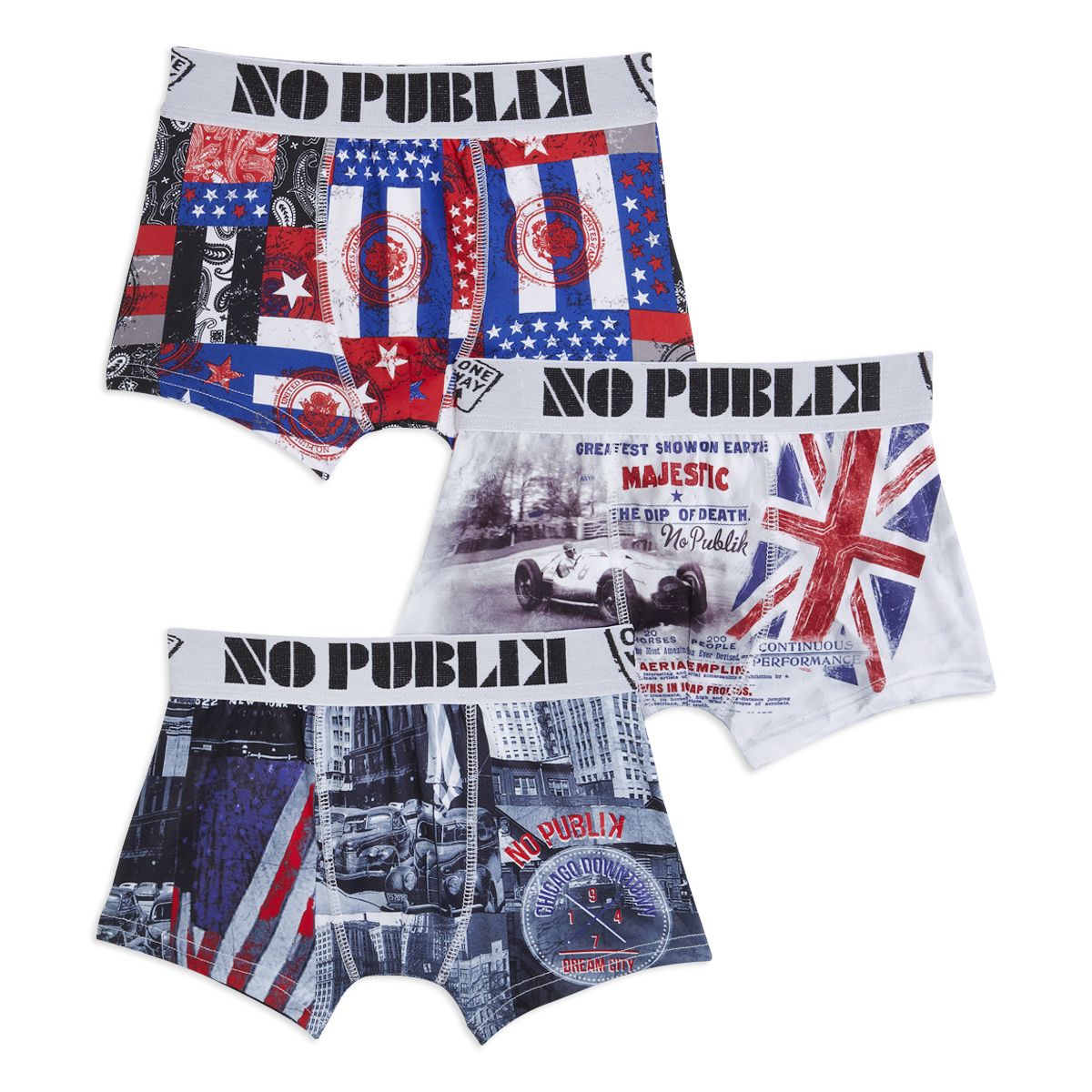NO PUBLIK Lot de 3 boxers fantaisie garçon