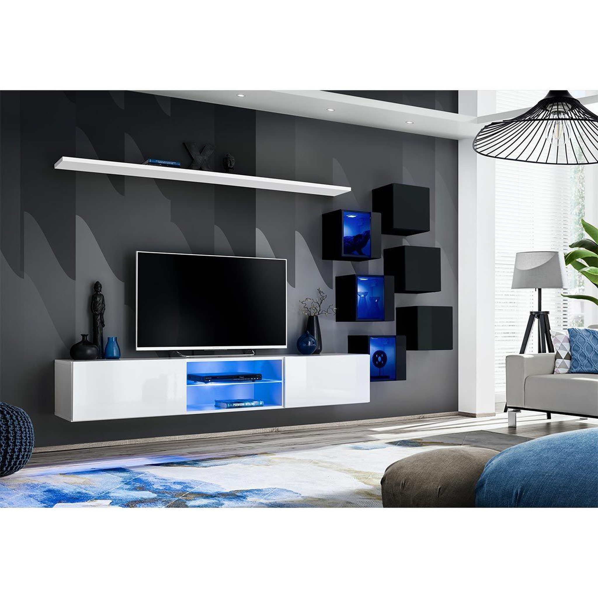 Voir la diapositive 2 : Paris Prix Ensemble meuble tv  switch xxi  260cm blanc & noir