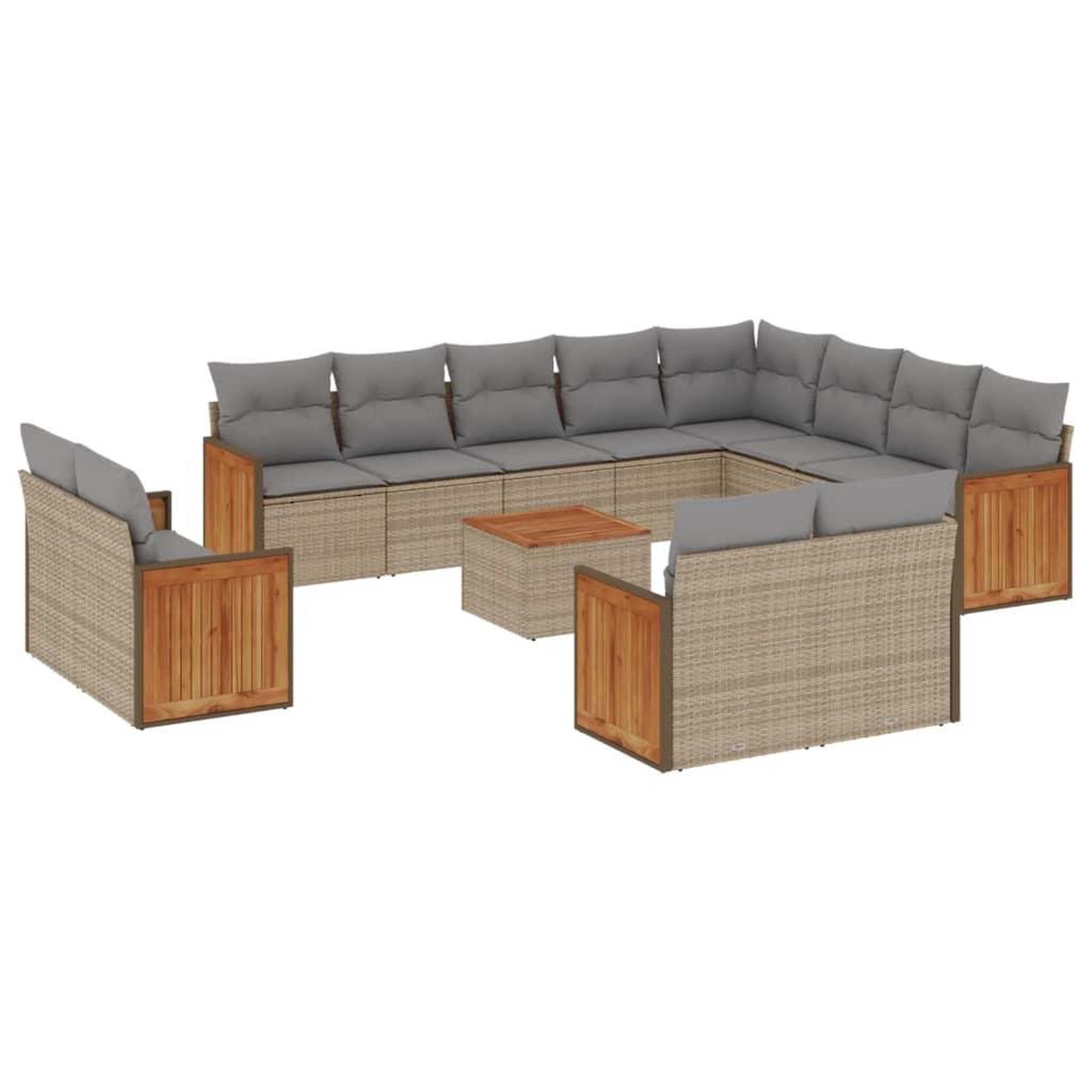 Voir la diapositive 2 : VIDAXL Salon de jardin avec coussins 13 pcs beige resine tressee