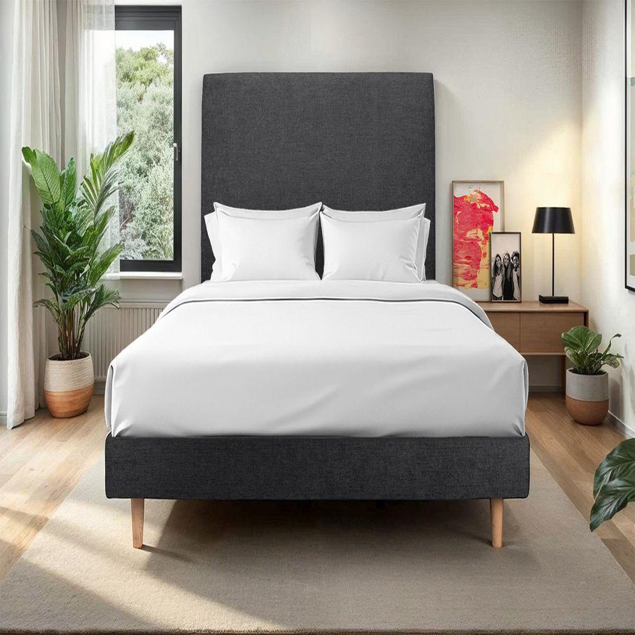 Voir la diapositive 2 : Sommeil de Plomb Lit avec tête de lit tapissier tissu et sommier kit - Hauteur totale : 29cm