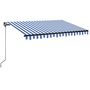 Voir la diapositive 2 : VIDAXL Auvent manuel retractable avec LED 350x250 cm Bleu et blanc