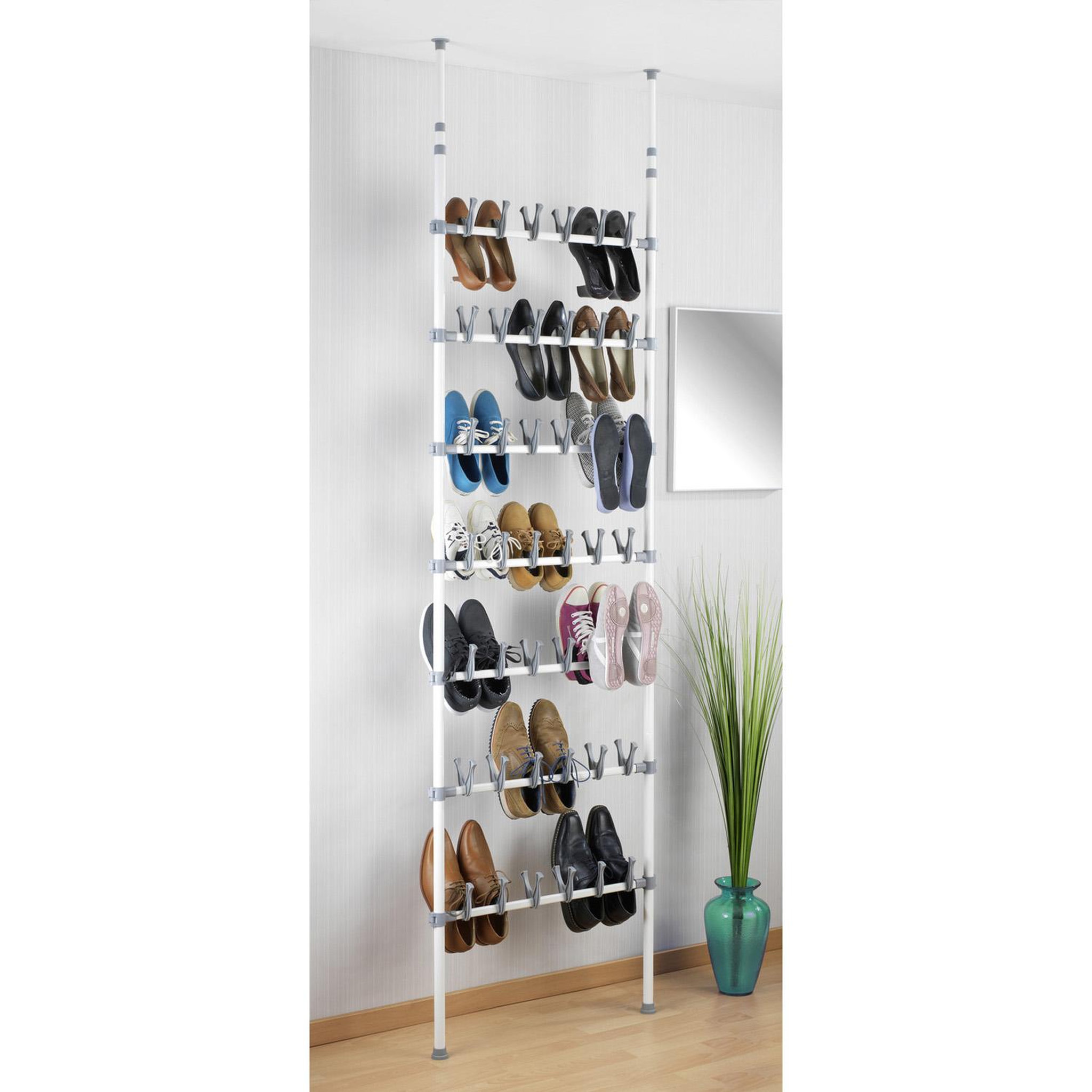 Voir la diapositive 2 : Wenko Etagère à chaussures réglable en métal - 42 paires - blanc