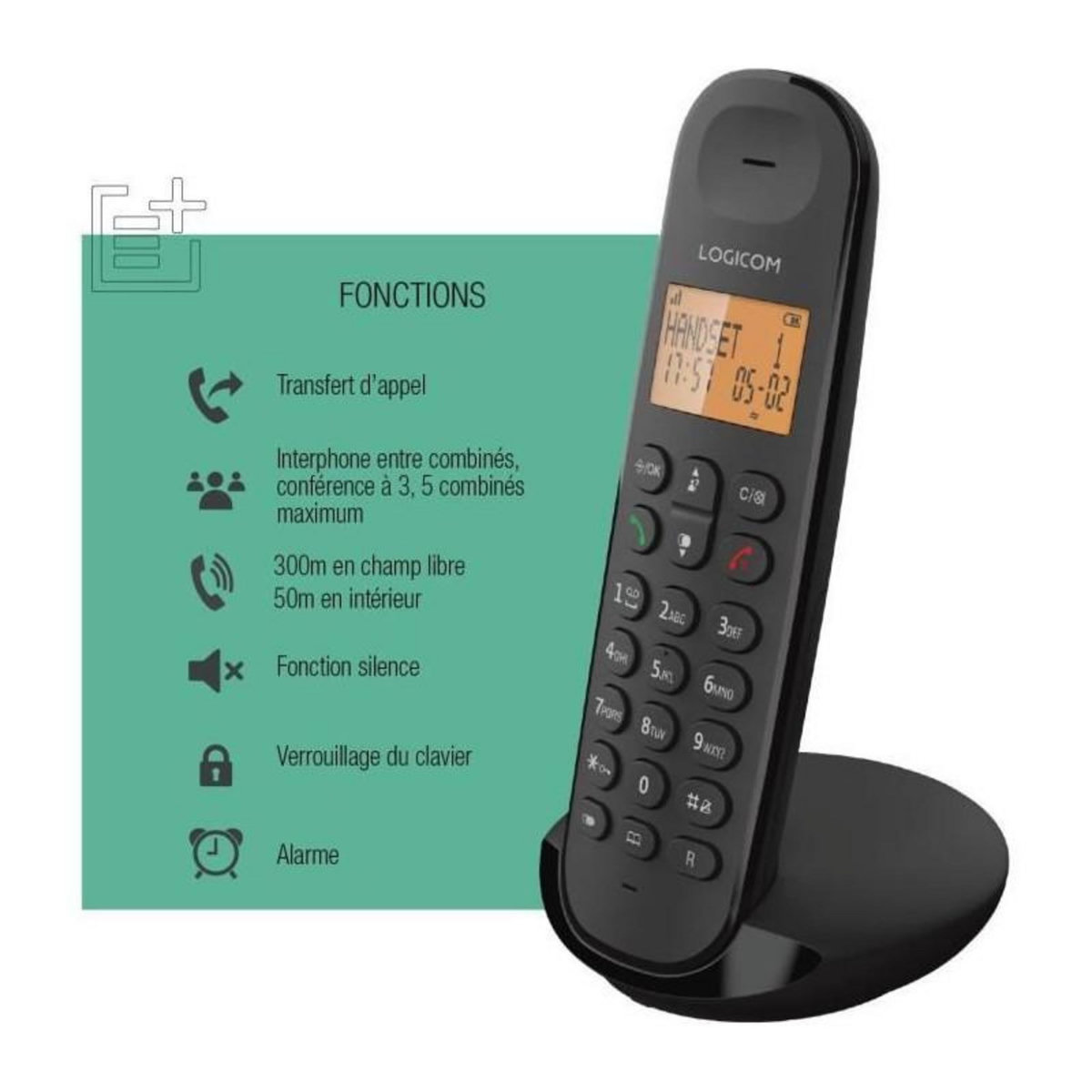 Logicom Téléphone fixe sans fil - LOGICOM - DECT ILOA 150 SOLO - Ardoise - Sans répondeur