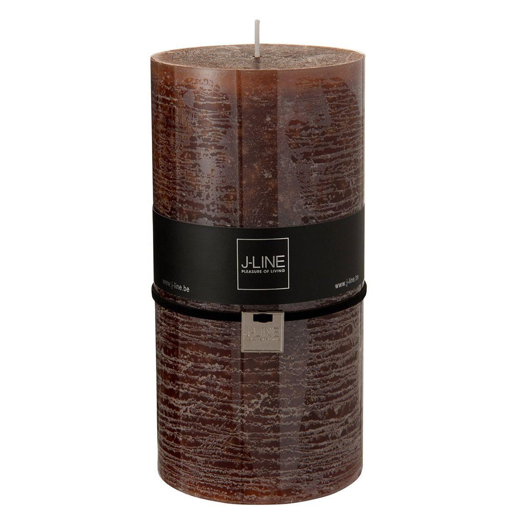 J-LINE Bougie cylindrique déco  junina  20cm marron