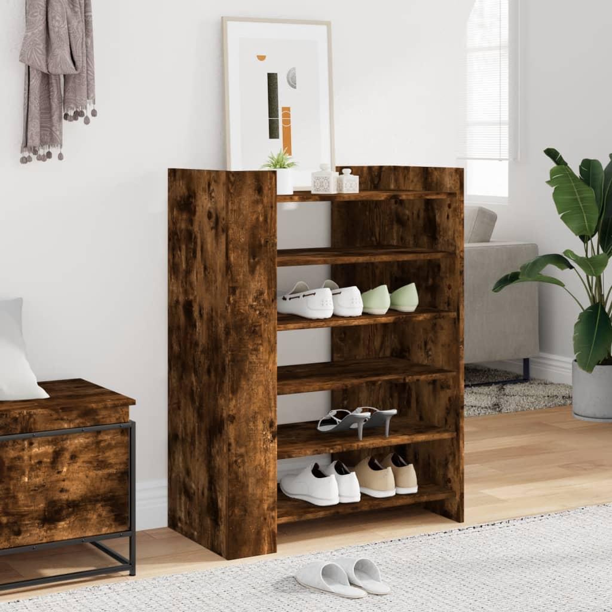 VIDAXL Armoire a chaussures chene fume 74,5x37,5x100 cm