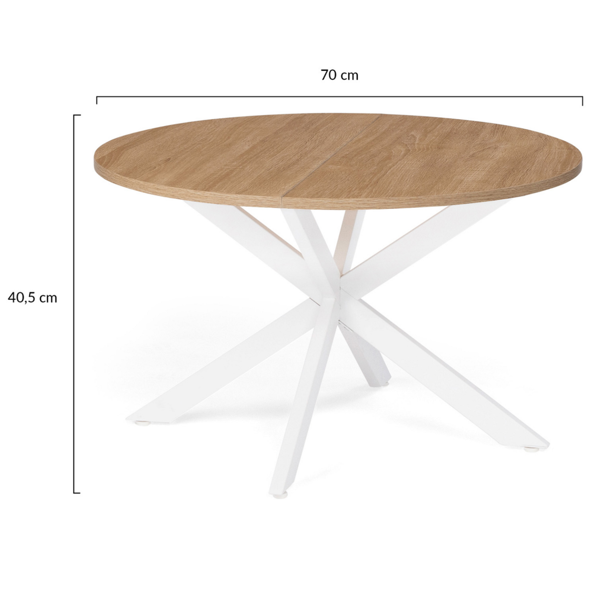 ID MARKET Table basse ronde ALIX pied araignée 70 cm bois et blanc